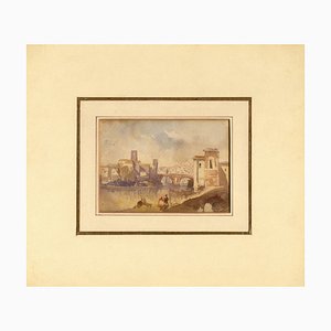 Nach Joseph Gandy ARA, Pons Fabricius auf dem Tiber, 1830, Aquarell, gerahmt