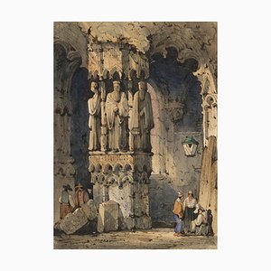 D'après Samuel Prout OWS, Ruines de la Cathédrale, Rouen, Début du 19ème Siècle, Aquarelle