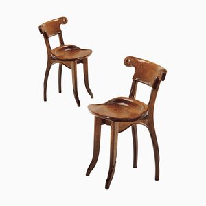 Set of Modernist, Varnished Oak, Batllo Spanish Chairs by Antoni Gaudi