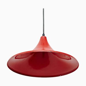 Early 20th Century Red Lacquered Metal Ceiling Lamp