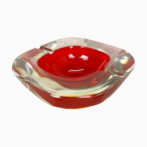 Murano Glass Faceted Sommerso Bowl or Ashtray, Italy, 1970s