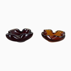 Murano Glass Bowls or Ashtrays attributed to Venini, Italy, 1970s, Set of 2