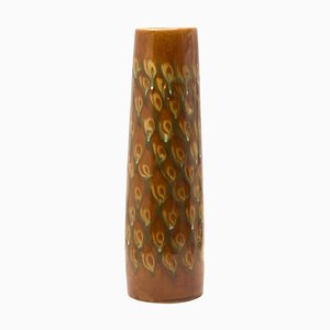 Vase de Plancher en Céramique avec Vernis et Motif Plume de Paon, 1960s