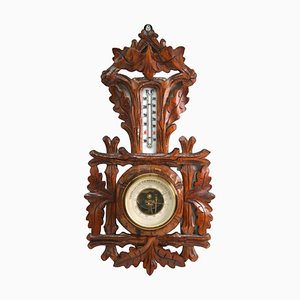 French Model 9432 Barometer with Thermometer in Carved Wood, 1910s