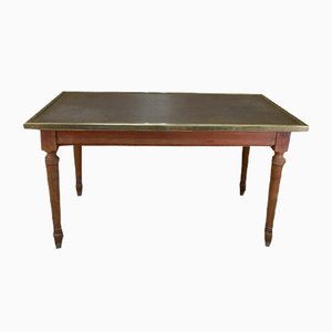 Oak Table from Banque de France with Brass Frame