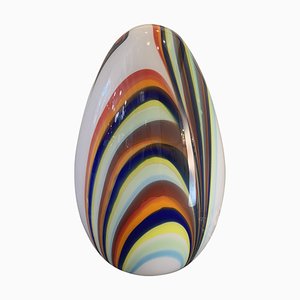 Lámpara Egg en blanco de cristal estilo Murano con cañas multicolores de Simoeng
