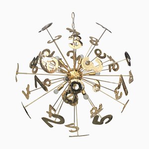 Handmade Brass Numbers Sputnik Chandelier from Simoeng