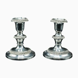 Bougeoirs Édouardiens Antiques en Argent Plaqué, Angleterre, 1890s, Set de 2