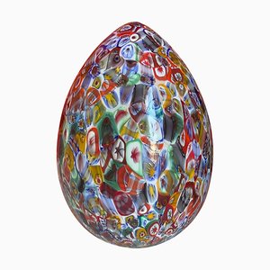 Floral Multicolor Murano Style Glass Egg Small Table Lamp from Simoeng