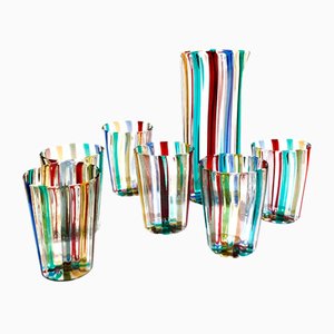 Vasos italianos de cristal de Murano de Gio Ponti para Murano Verre, 2004. Juego de 7