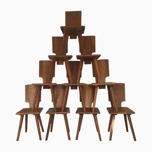 S28 Stühle aus Ulmenholz von Pierre Chapo, 1975, 10er Set