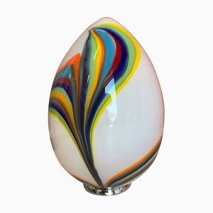 Lámpara en forma de huevo en blanco de cristal de Murano de Simoeng