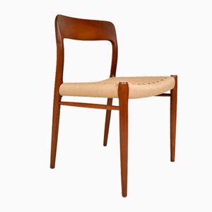 Model 71 Dining Chairs in Teak and Papercord by Niels Otto (N. O.) Møller for J.L. Møllers, Denmark, 1960s, Set of 6