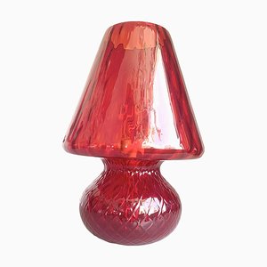 Rotes Glas im Murano Stil mit diamantbearbeiteter Ballotton Lampe von Simoeng