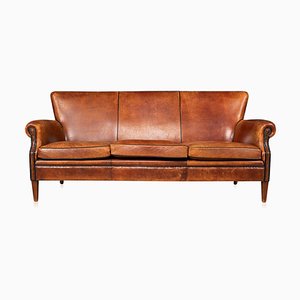 20th Century Dutch 2-Seater Sheepskin Leather Sofa