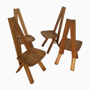 S 45A Stühle aus Ulmenholz von Pierre Chapo, 1970er, 4er Set