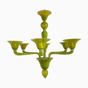 Lichtdurchlässiger Kronleuchter aus Muranoglas in Apfelgrün von Simoeng