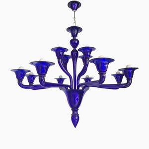 Lampadario in vetro di Murano blu di Simoeng