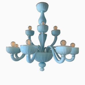 Lámpara de araña estilo Murano en azul claro mate de Simoeng