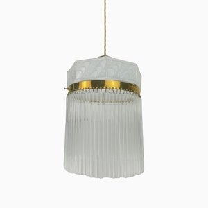 Lampe à Suspension avec Tiges en Verre, France, 1920s