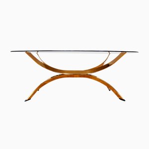 Italian Smoked Glass and Brass Coffee Table, 1980s