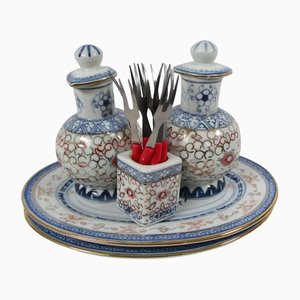 Chinese Golden and White Blue Service, Set of 5