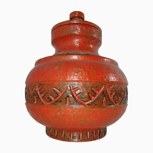 Jarrón de cerámica roja, años 60