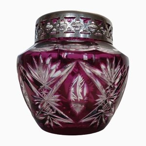 Pique Flowers Crystal Vase from Val Saint Lambert, 1920s