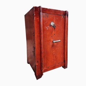 Brown-Red Steel Safe Cabinet, 1950s