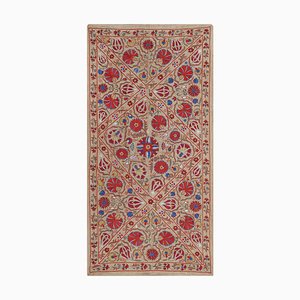 Suzani Embroidered and Quilted Silk Table Runner with Tulip Motif