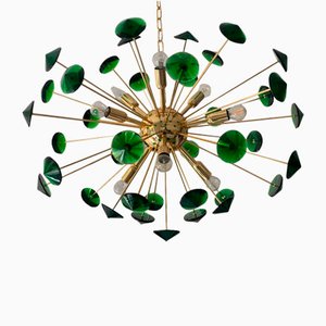 Lámpara de araña Sputnik multicolor hecha a mano de cristal de Murano de Simoeng