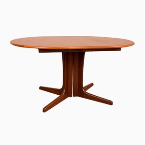 Large Scandinavian Oval Extendable Dining Table in Teak with Central Leg, 1960s