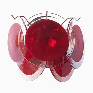 Red Murano Glass Disc Wall Light Sconce from Simoeng