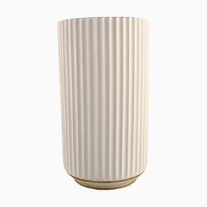 Lyngby Porcelain Vase with Gold Decoration, 1940s