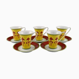 Bokhara Porcelain Coffee Cups with Saucers by Paul Wunderlich for Rosenthal, Set of 10