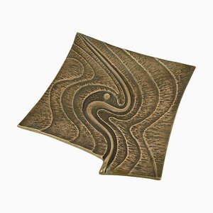 Viereckige Bronze Schale mit Organischem Muster
