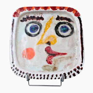 Handbemalte italienische Vintage Servierplatte aus Keramik von Giovanni Desimone, 1969
