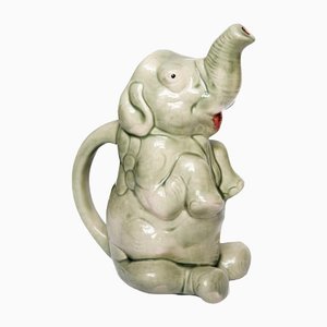 Französischer Antiker Majolica Keramikkrug in Elefanten-Optik