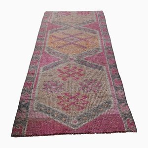 Vintage Turkish Purple Wool Oushak Runner Rug, 1960s