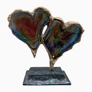 20th Century Brutalist Sculpture by Yves Lohe Bronze and Pate De Verre