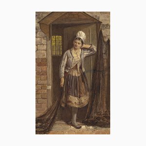 Frederick Albert Slocombe, Dutch Girl in a Doorway, Fin du 19ème Siècle, Aquarelle