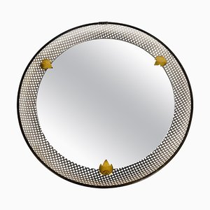 Italian Brass Framed Round Wall Mirror, Italy, 1960s