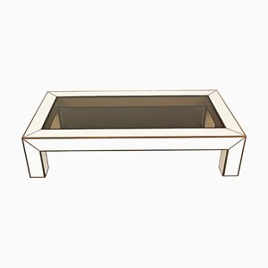 Mid-Century Italian Brass & White Formica Coffee Table, 1970s