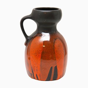Hand-Decorated and Glazed Fat Lava Pitcher from Steuler, West Germany, 1960s