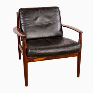 Danish Rosewood and Leather Chair by Grete Jalk for France & Son, 1960s