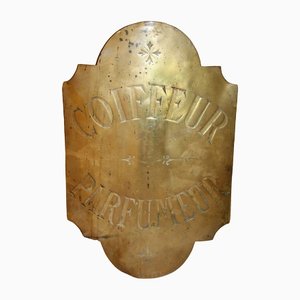 Engraved Brass Sign from La Maison Dewez Hairdresser and Perfumery, Paris, France