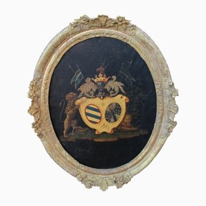 Escudo del Conde de Ludres y Custine, década de 1700, óleo sobre lienzo, enmarcado