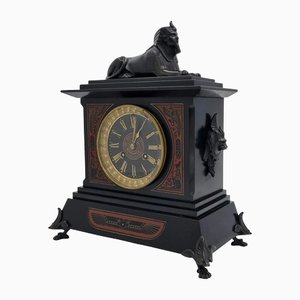 19th Century Egyptian Revival Mantel Clock with Bronze Sphinx