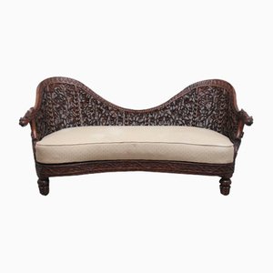 Anglo-Indian Carved Teak Sofa, 1880s