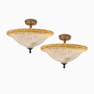 Lámparas colgantes de cristal de Murano, años 80. Juego de 2